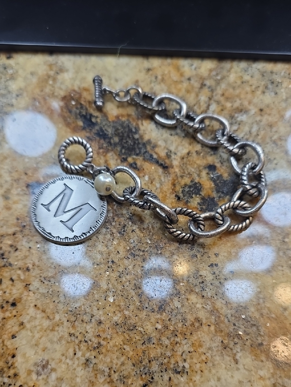 Monogram 'M' Silver-Tone Toggle Chain Bracelet